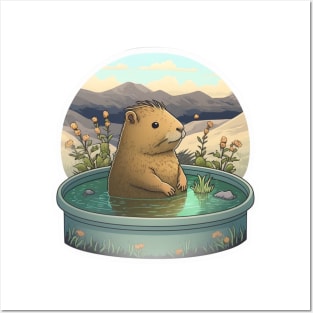 Capybara Spa Day: Soaking Up the Sun and Water Posters and Art